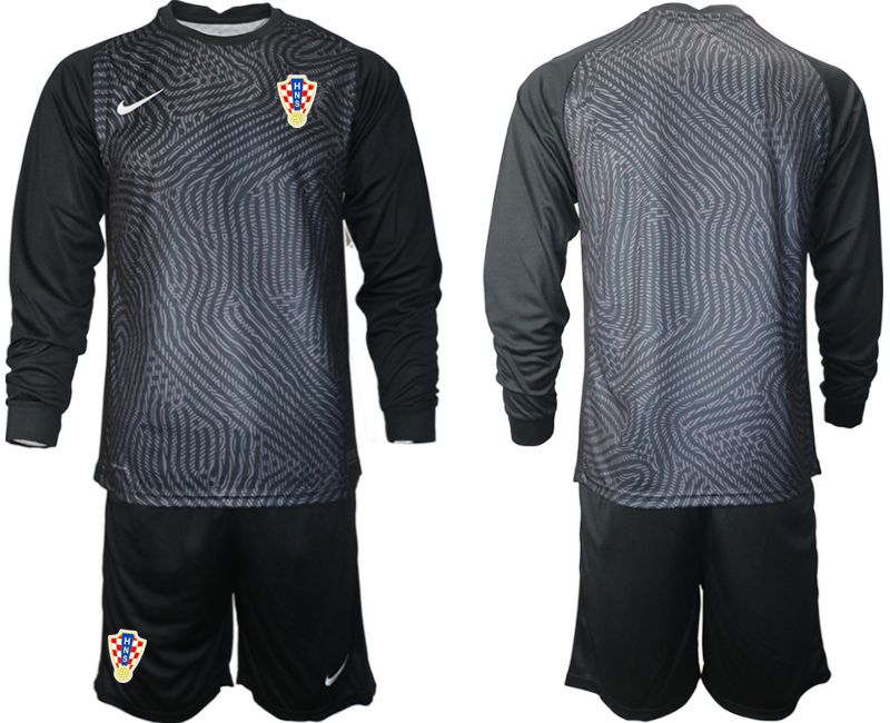 Men 2021 European Cup Croatia black Long sleeve goalkeeper Soccer Jersey